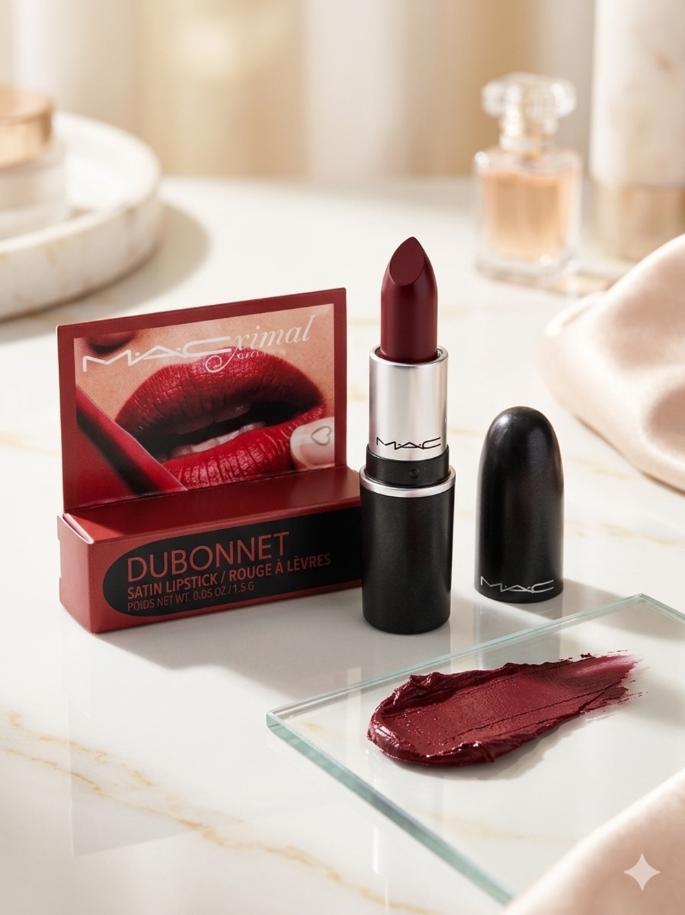 MAC Cosmetics Dubonnet Satin Lipstick - Deep Berry Red